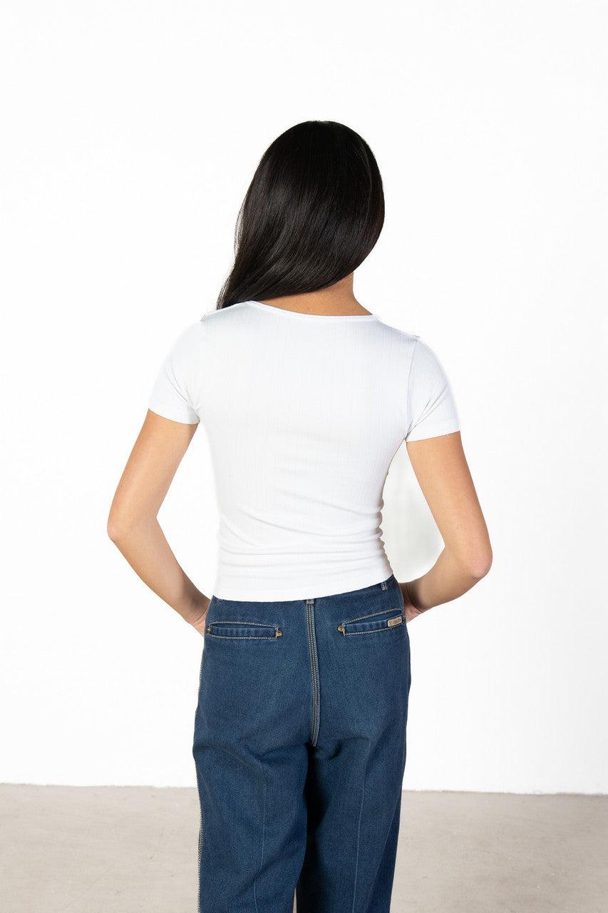 White Tie Neck Seamless Tee Product Image