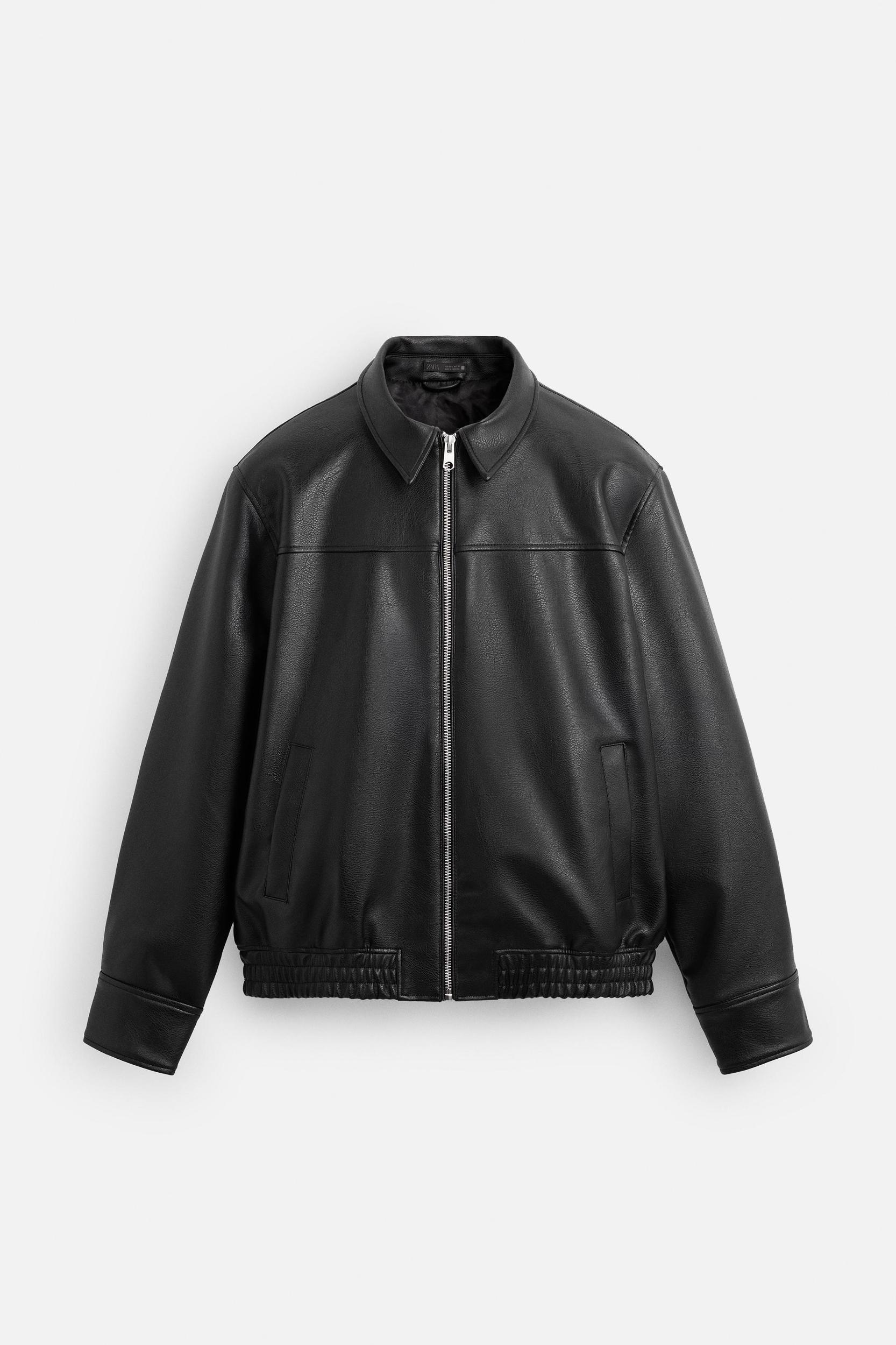 FAUX LEATHER BOMBER JACKET Product Image