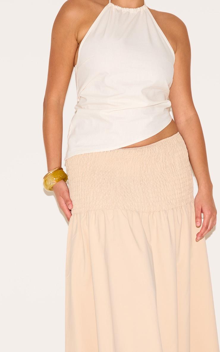 Plus Stone Shirred Waist Cotton Poplin Maxi Skirt Product Image