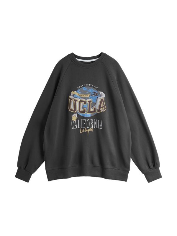 Globe Print Pull Over Oversized Hoodie Product Image