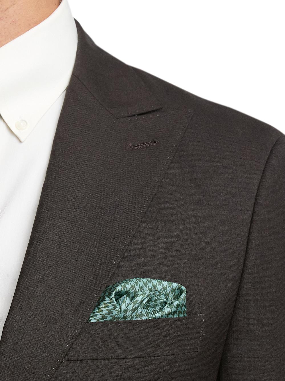 Wool Stretch Bengaline Peak Lapel Suit Jacket - Dark Brown Product Image