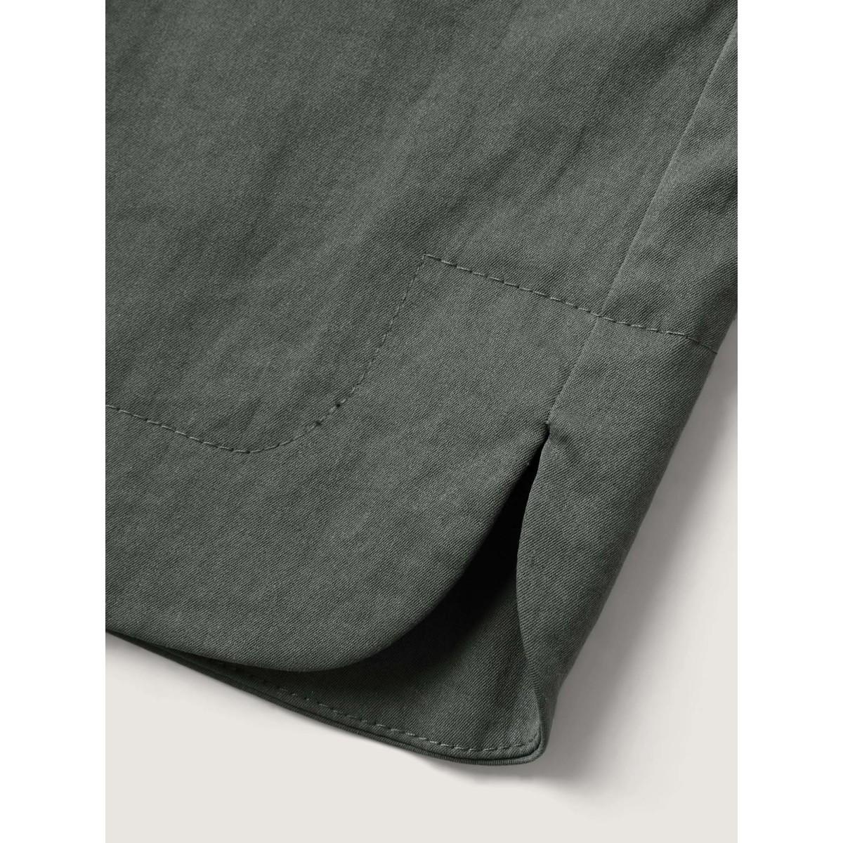 Plus Size Waist-Tie Solid Wide-Leg Shorts Women ArmyGreen Leisure Drawstring Wide Leg Casual Shorts BloomChic 18-20/2X Product Image