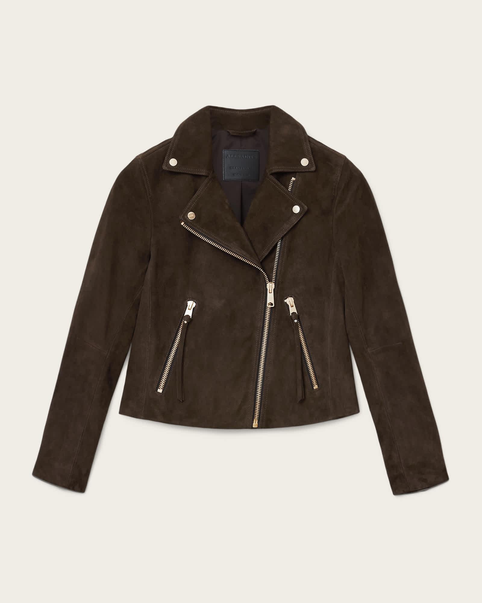 Dalby Suede Biker Jacket FANGO BROWN | ALLSAINTS US Product Image