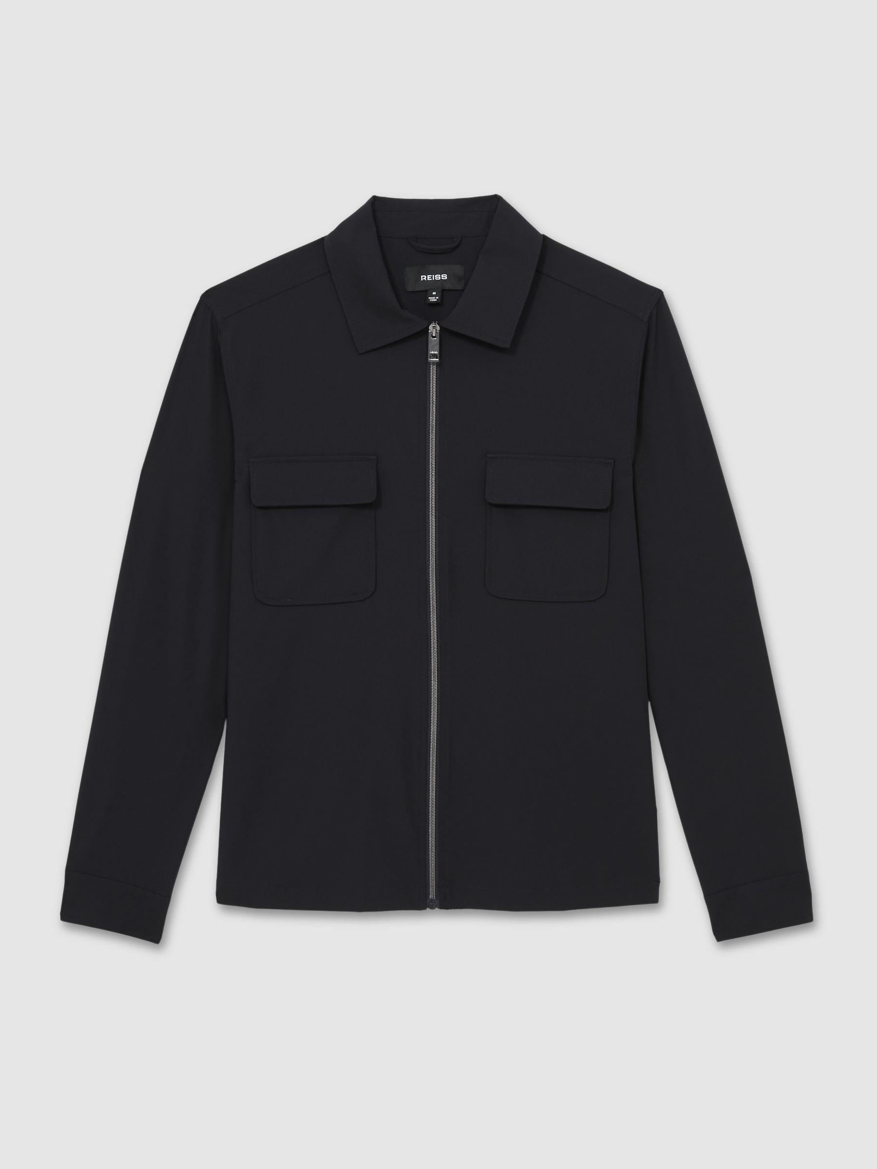 Technical Zip Through Overshirt in Navy Product Image