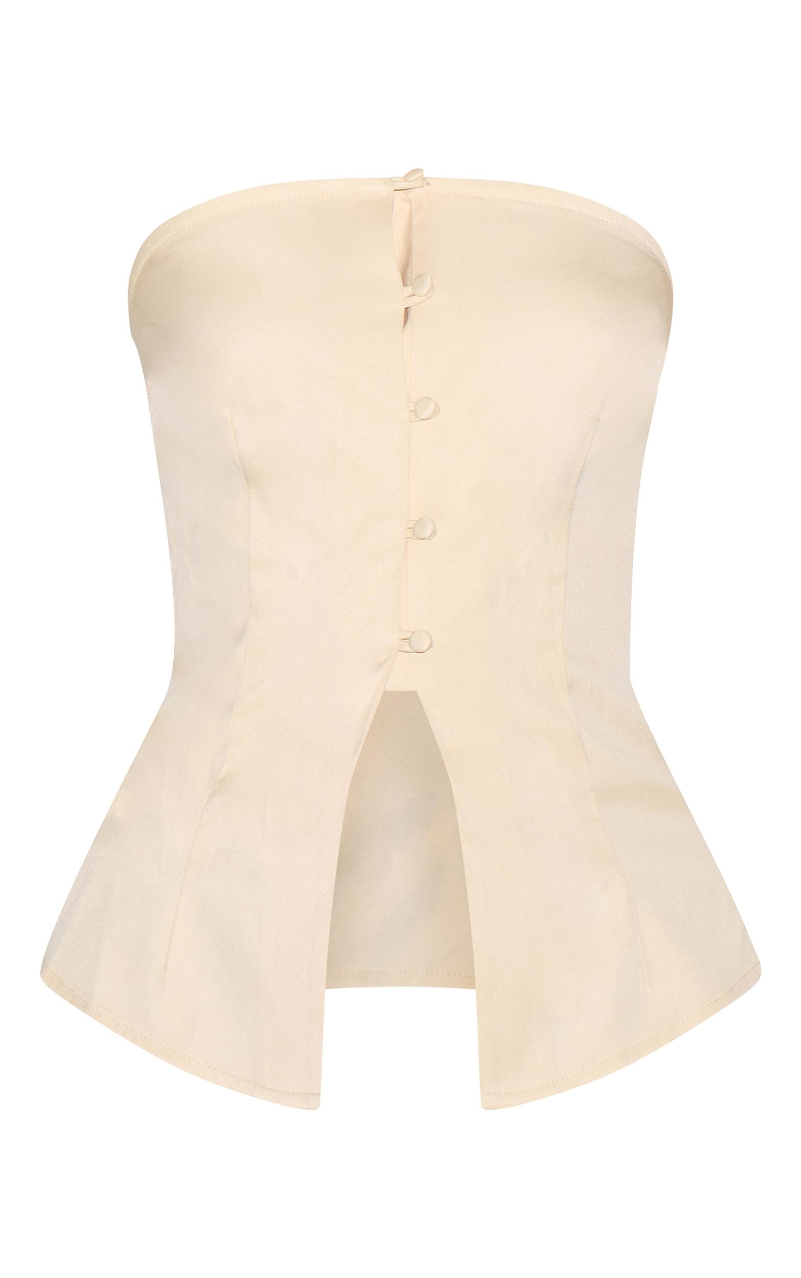 Cream Fitted Bandeau Button Vest Product Image