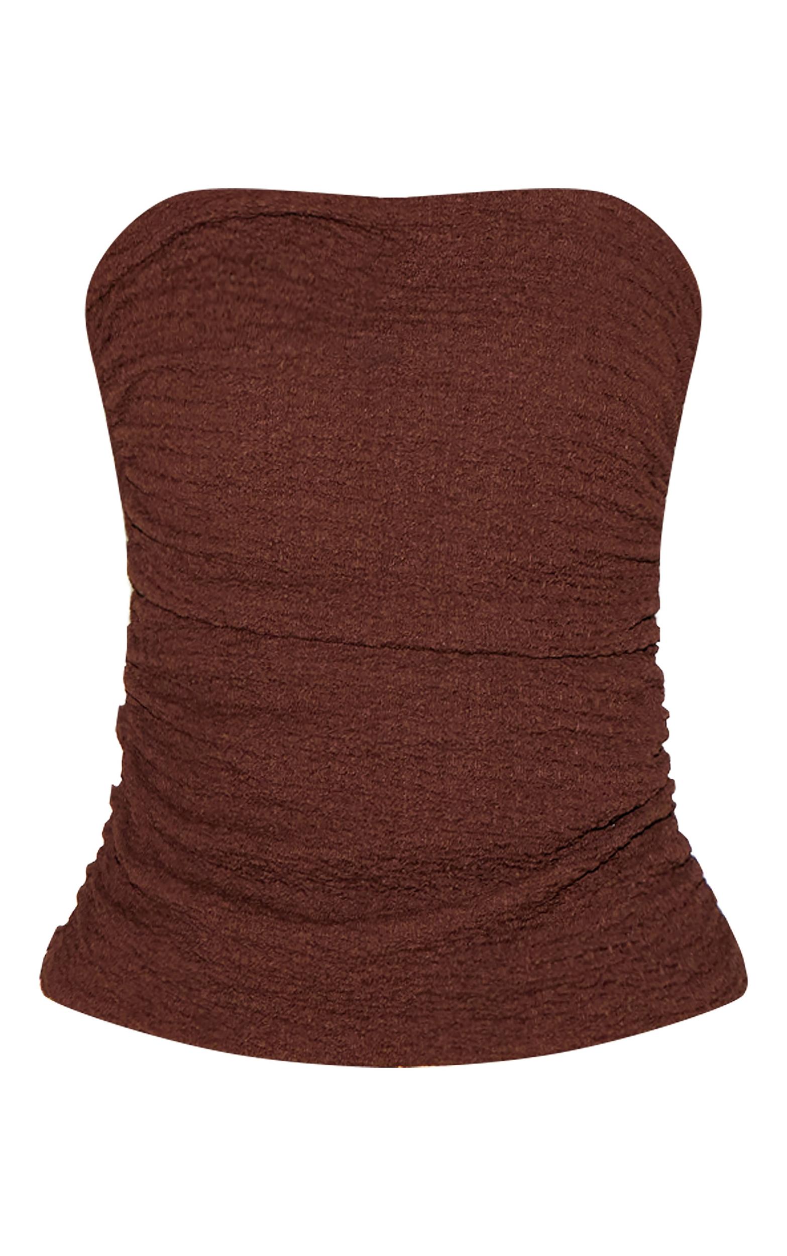 Chocolate Textured Double Layer Bandeau Top Product Image