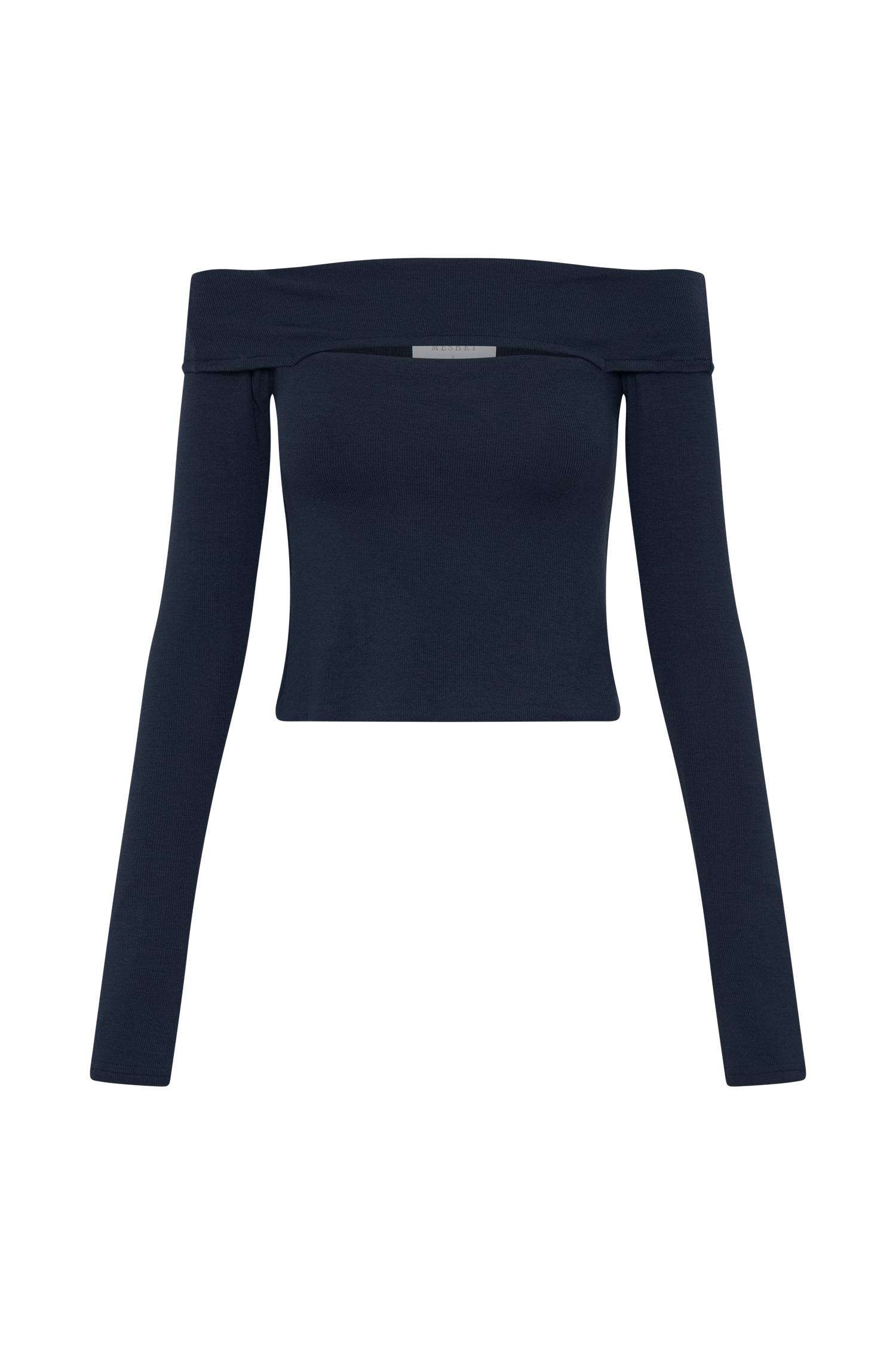 Briah Cut Out Modal Long Sleeve Top - Dark Navy Product Image