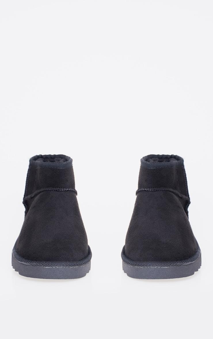Black Faux Suede Round Toe Rigged Sole Ankle Boots Product Image