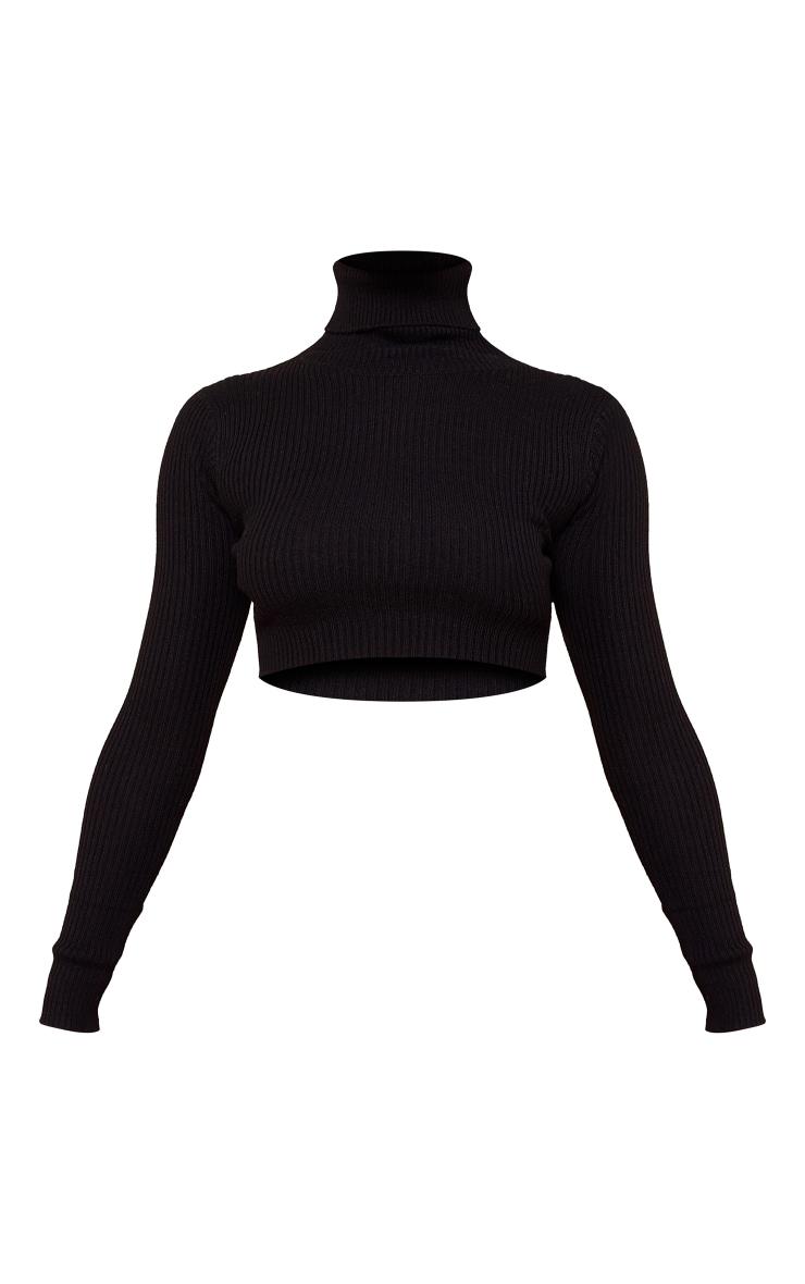 Petite Black Basic Knit Roll Neck Sweater Product Image
