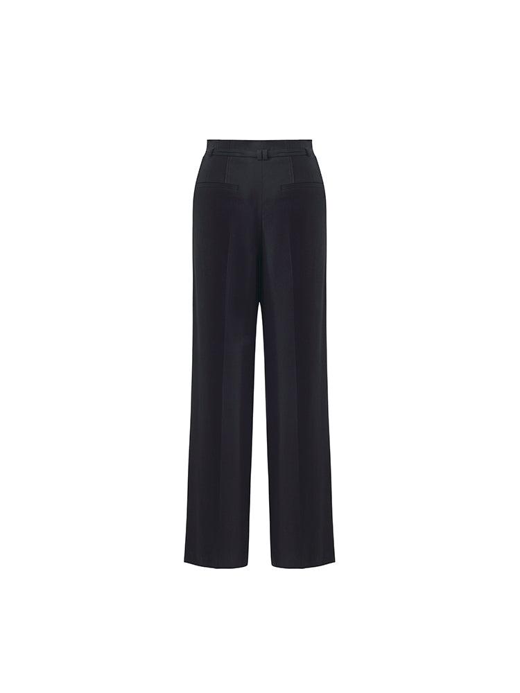 Triacetate High-Waisted Straight Women Pants With Rope Belt Product Image