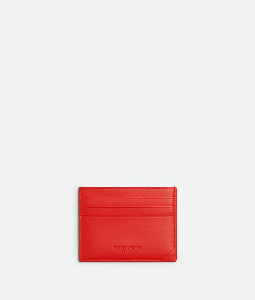 Men's Intrecciato Stamp Credit Card Case in Cherry tomato Product Image