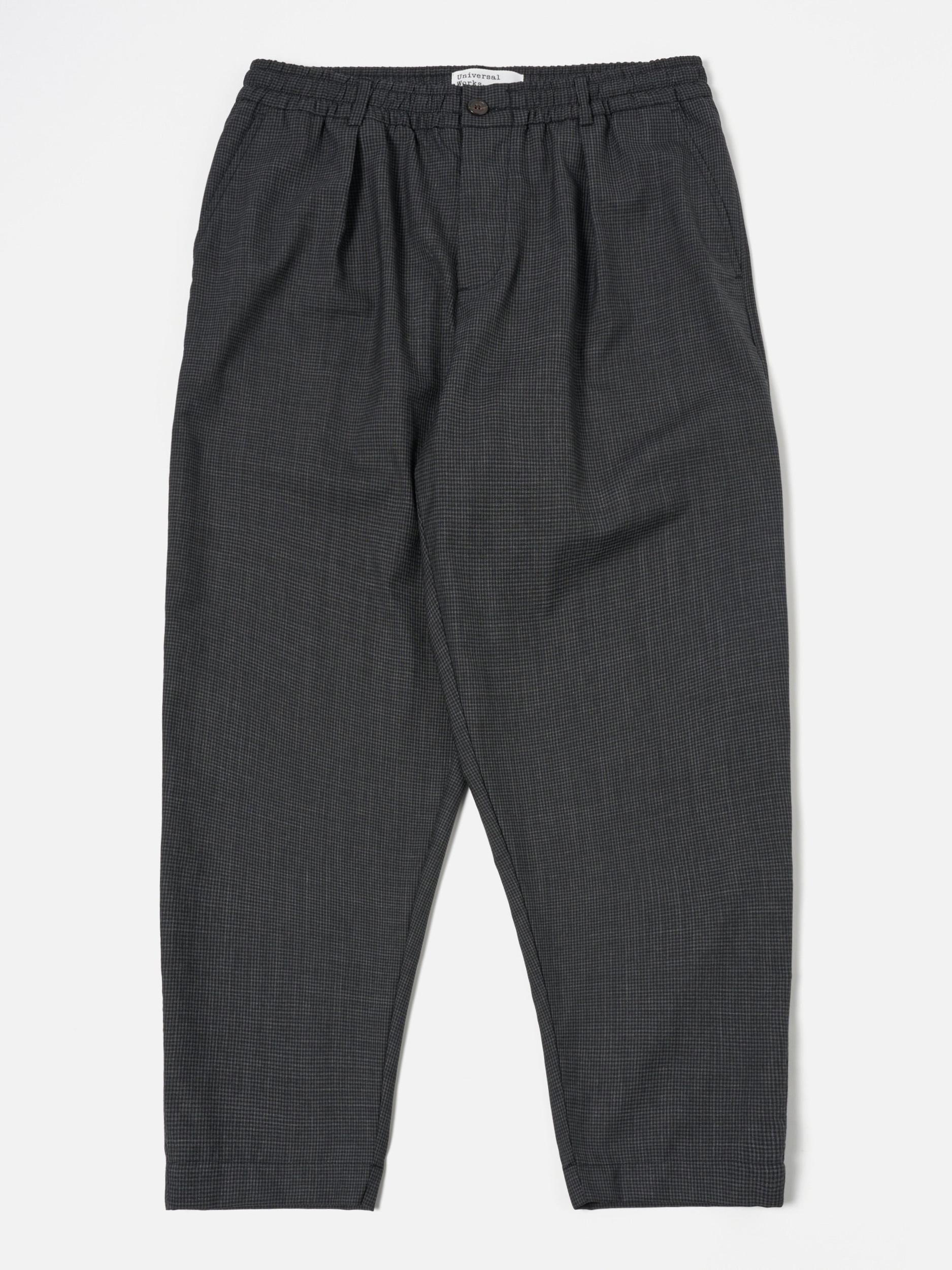Black Mini Check Pleated Track Pant Product Image