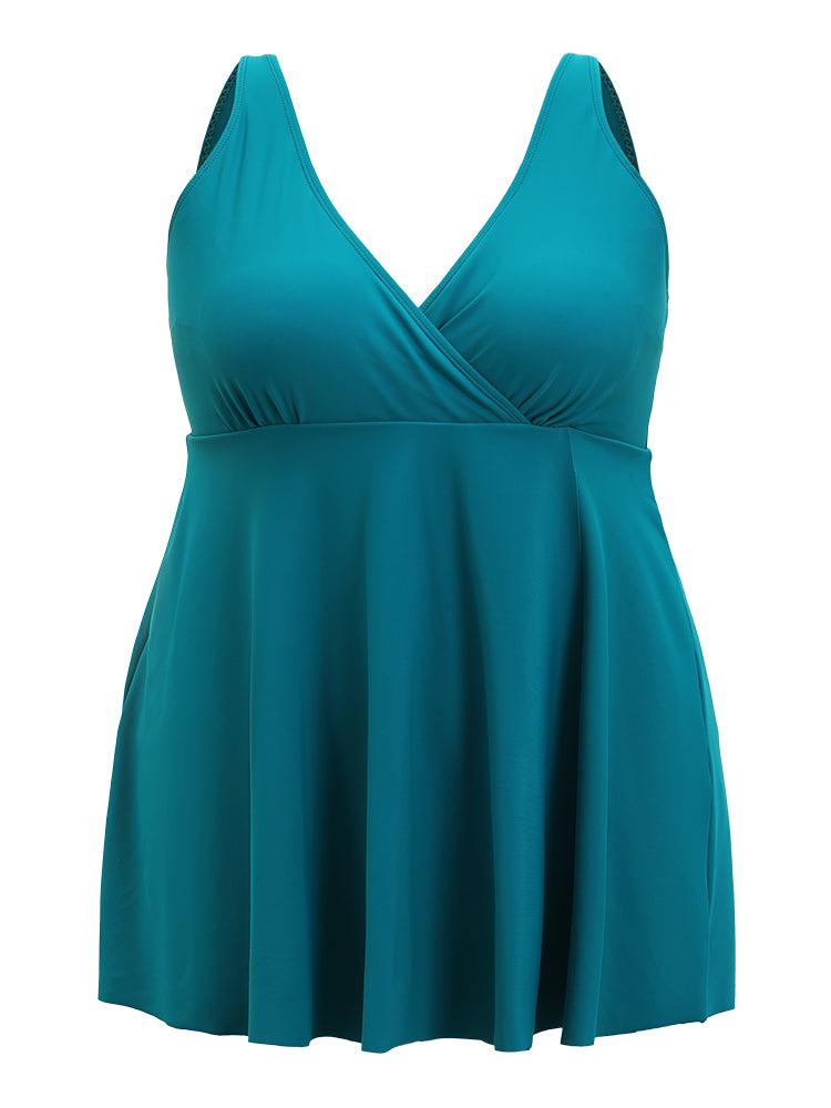 Adjustable Straps Ruffles Wrap Split Swim Dress Female Product Image