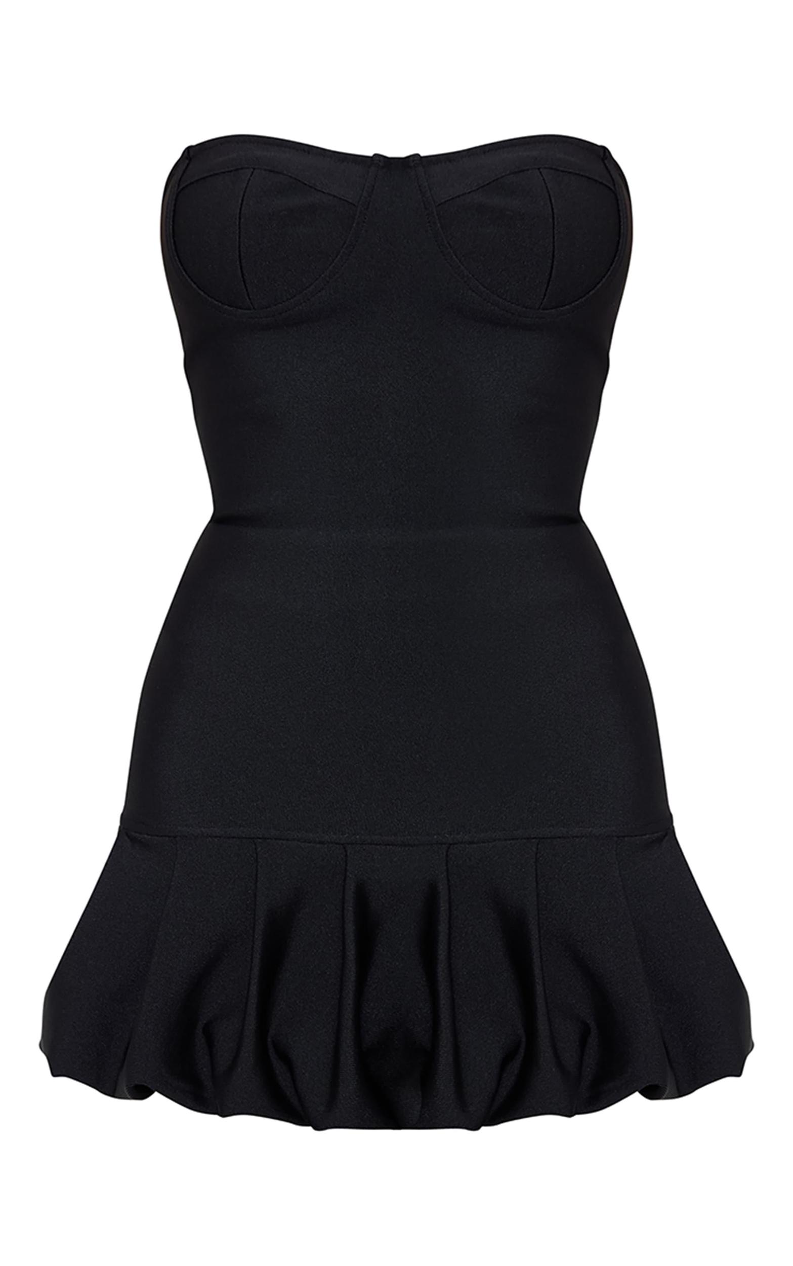 Premium Black Sweetheart Bandage Peplum Mini Dress Product Image