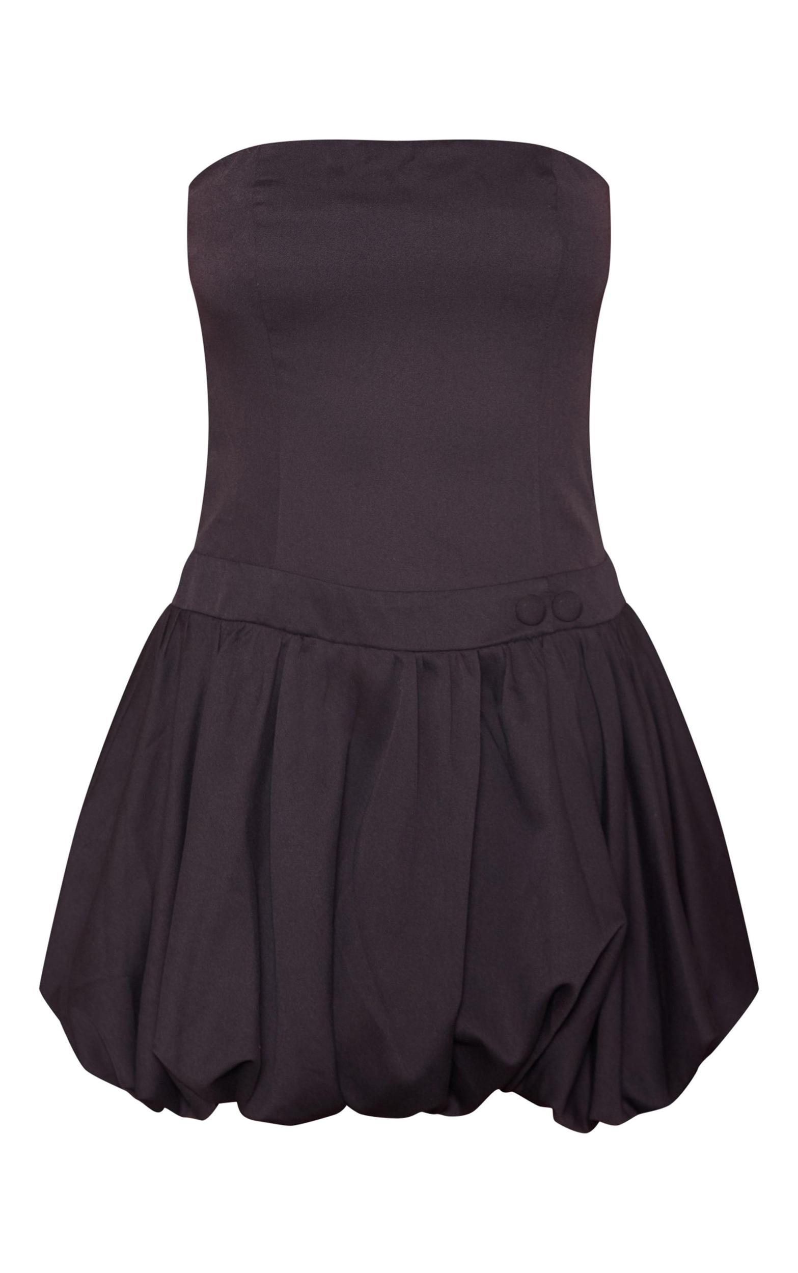 Black Bandeau Boned Puffball Mini Dress Product Image