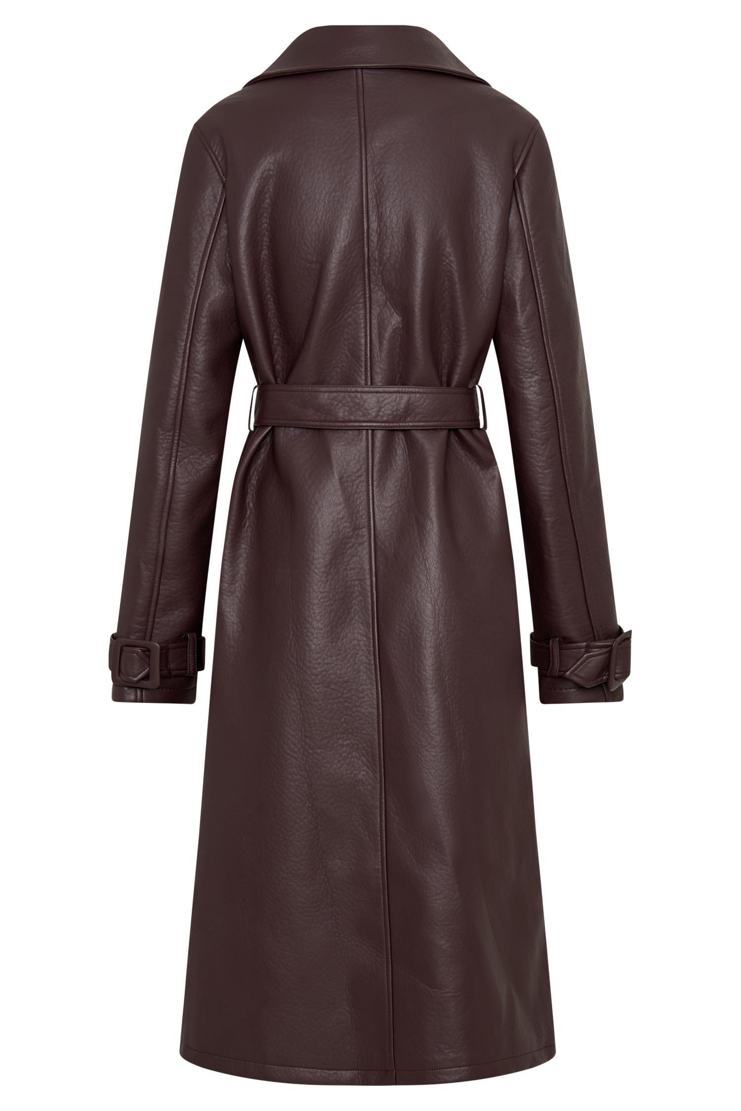 Tarah Faux Leather Trench Coat - Cacao Brown Product Image