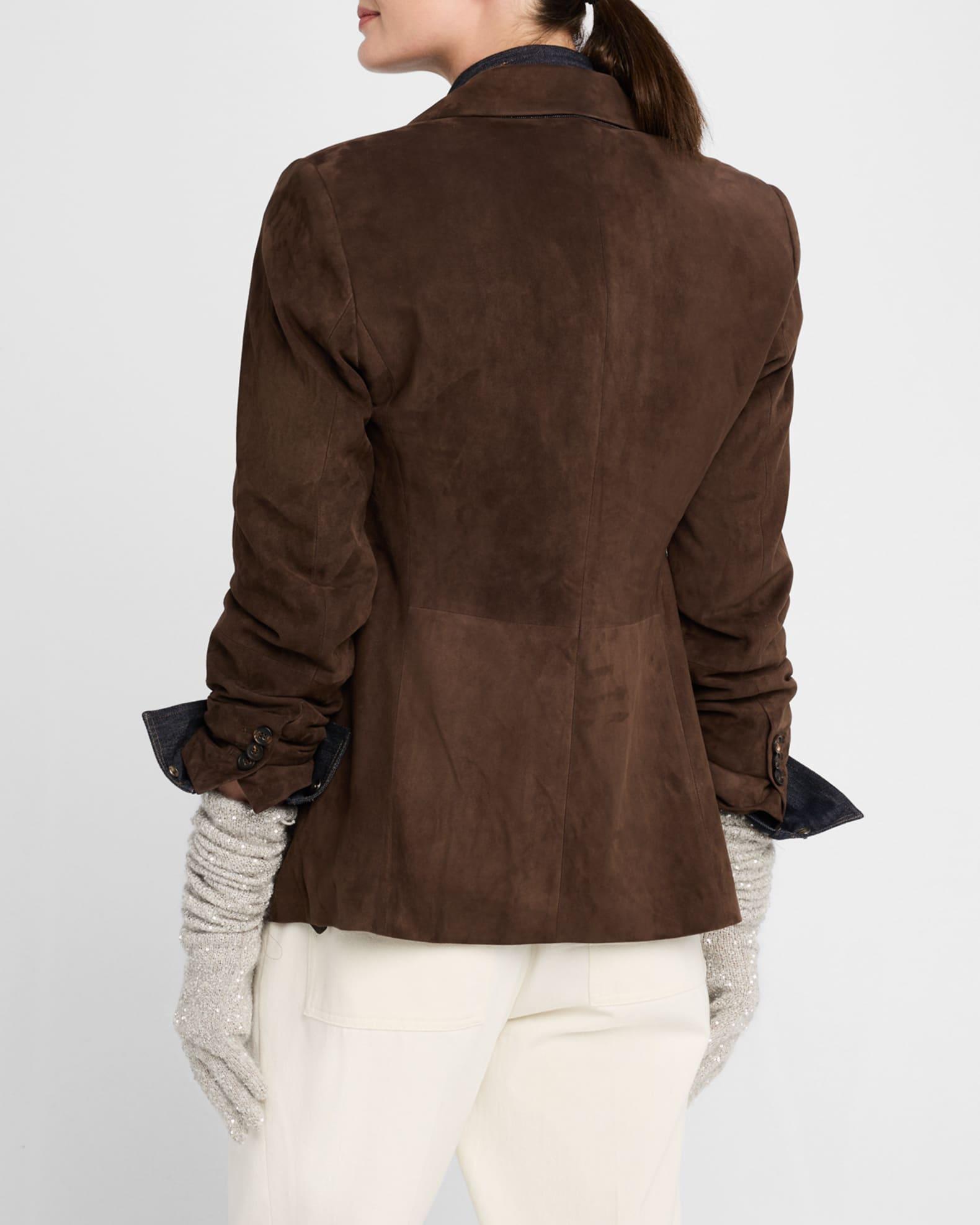 Suede Single-Breasted Blazer Jacket Product Image