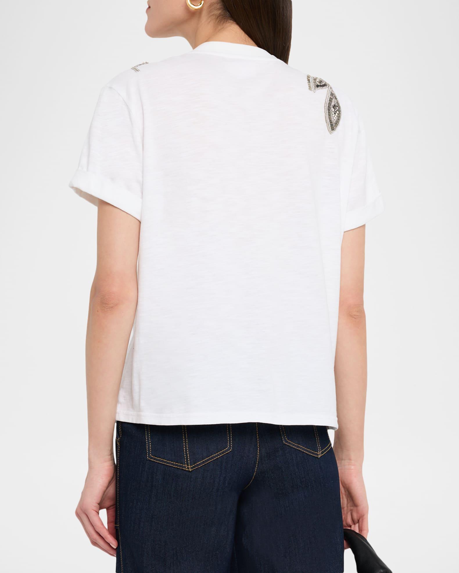 Bree V-Neck Beaded Paisley Tee Product Image