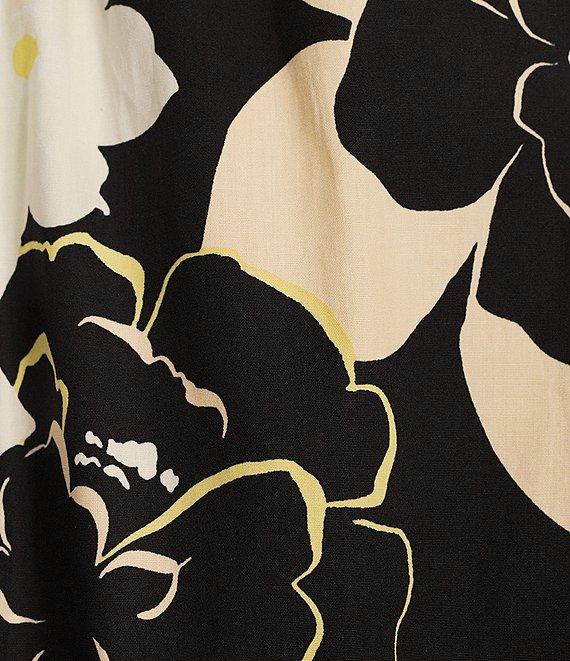 Sugarlips Cairan Rose Dixie Poplin Floral Print V Neck Short Sleeve Drop Waist Dress Product Image