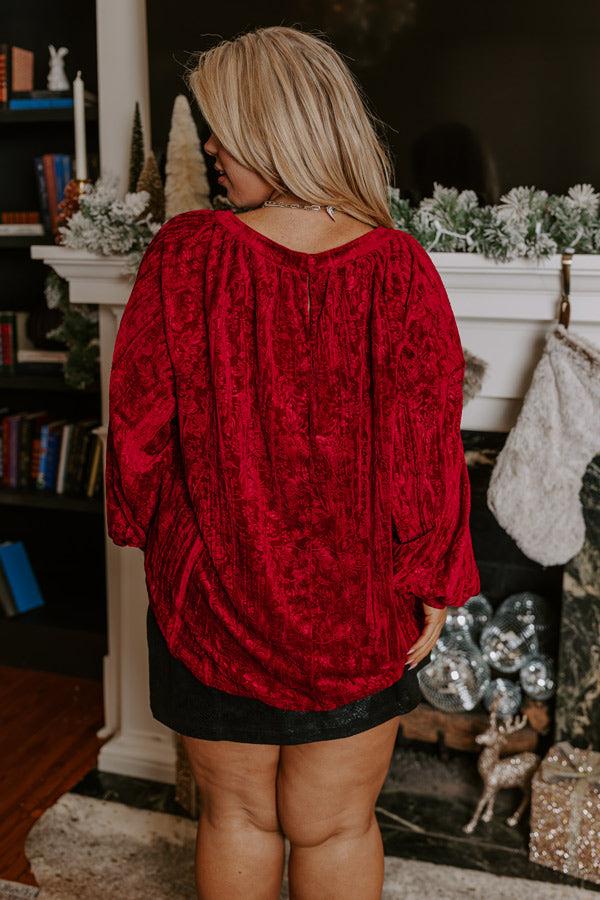 Glamour Galore Velvet Top In Wine Curves Product Image