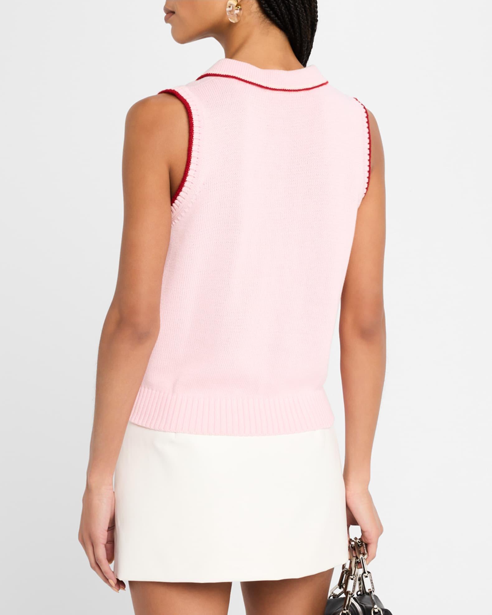 Split Sleeveless Polo Vest Product Image