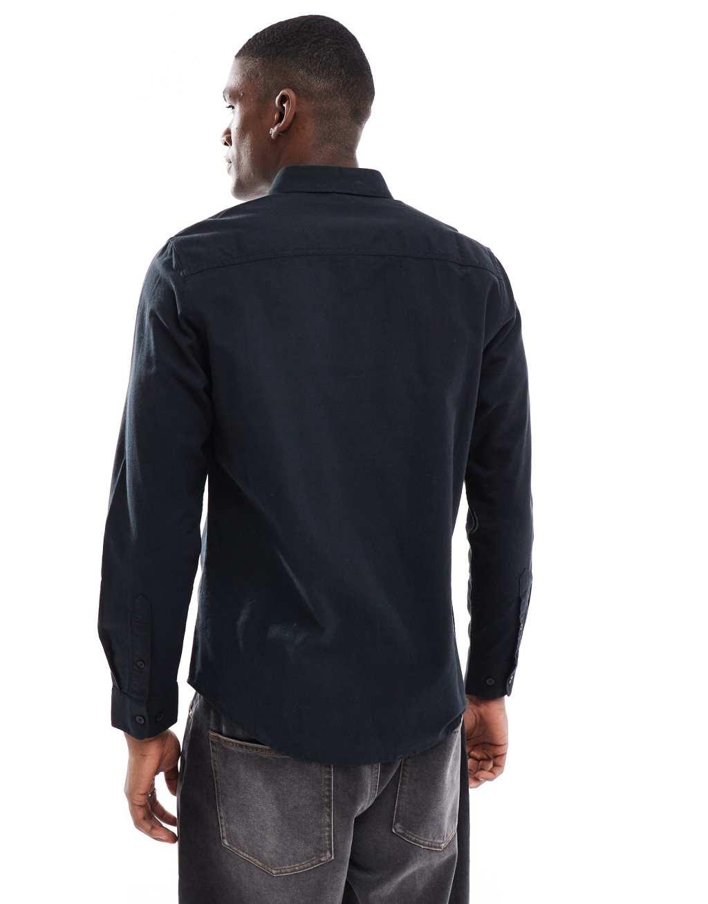 Threadbare long sleeve shirt in black Product Image