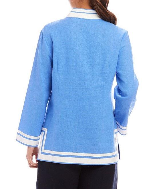 Karen Kane Saint Tropez V-Neck Mandarin Collar Long Sleeve Tunic Product Image