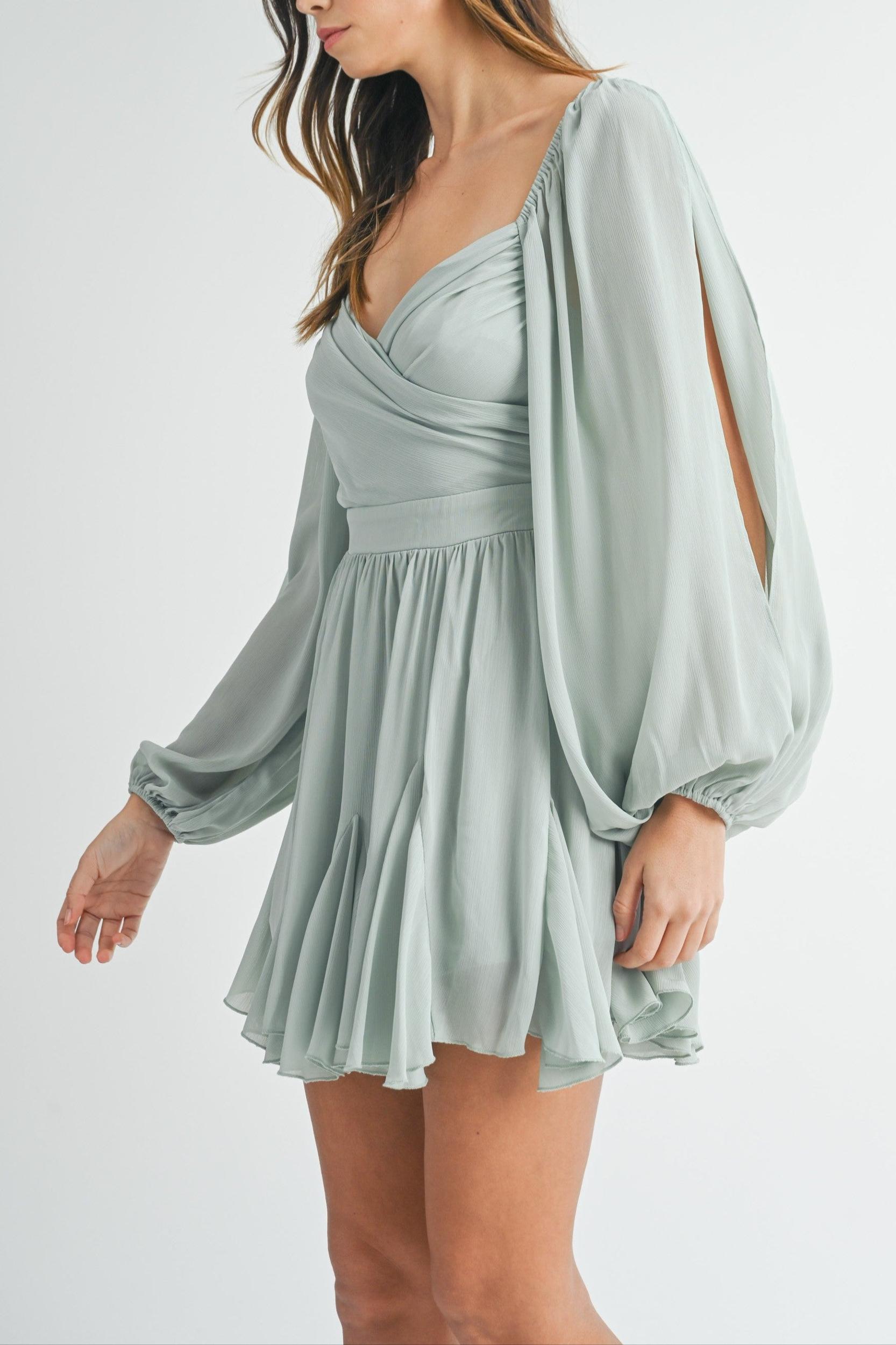 Back Lace Up Ruffle Mini Dress Product Image