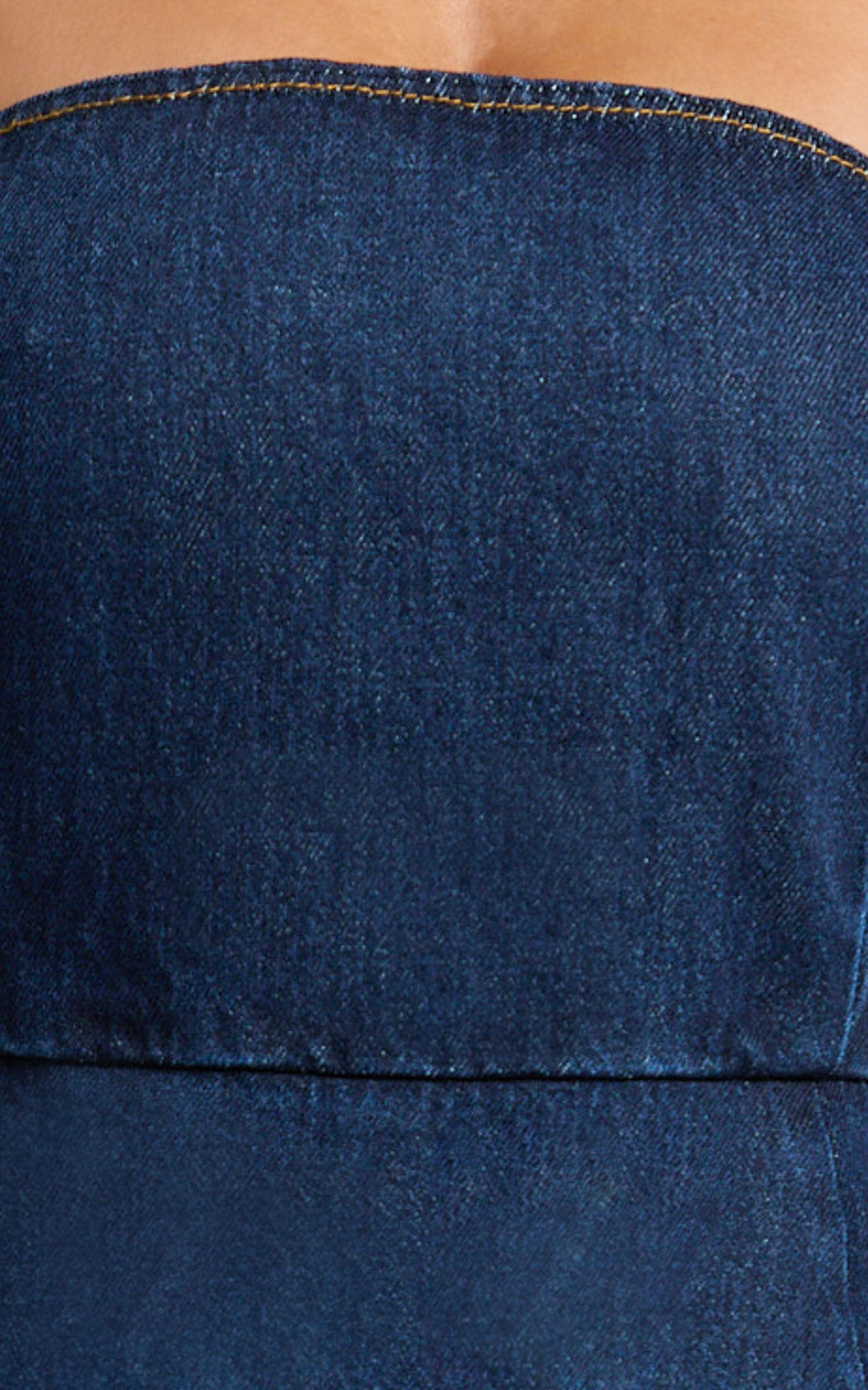 Hannah Playsuit - Denim Strapless A Line Playsuit in Indigo Wash Product Image