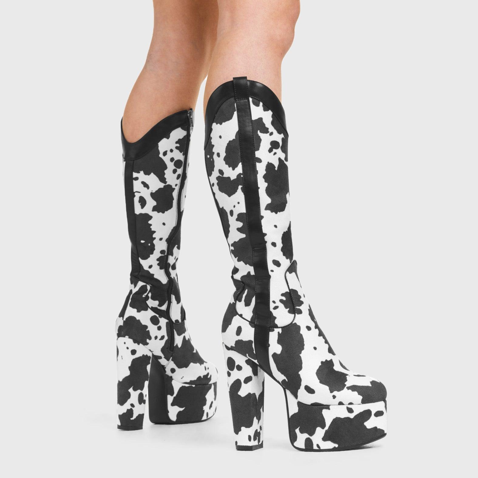 Cowgirl Platform Knee High Boots Product Image
