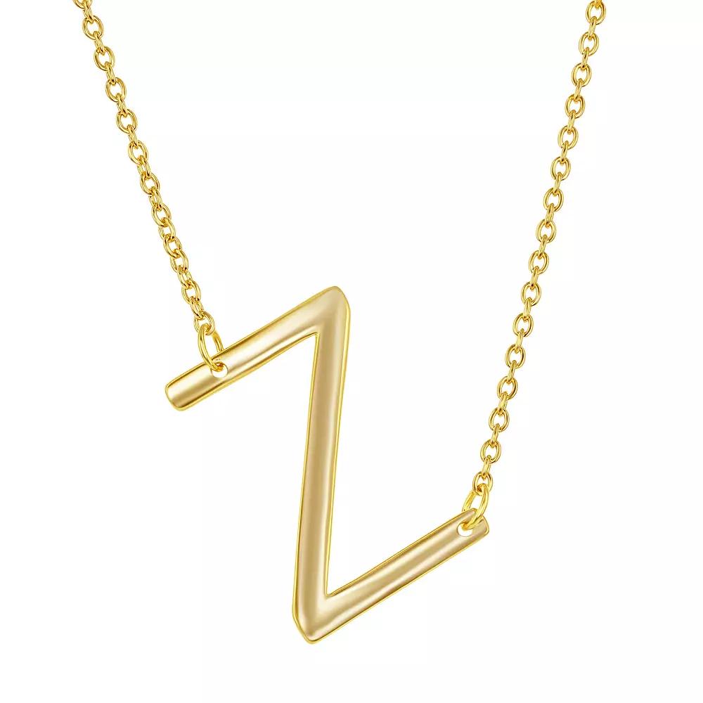 Sterling Silver Sideways Initial Necklace, Women's, Size: 16-18" ADJ, Gold Tone Z Product Image