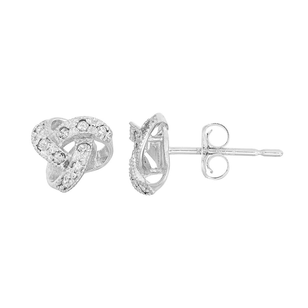 Tiara 10k White Gold 1/10 Carat T.W. Diamond Love Knot Stud Earrings, Women's Product Image