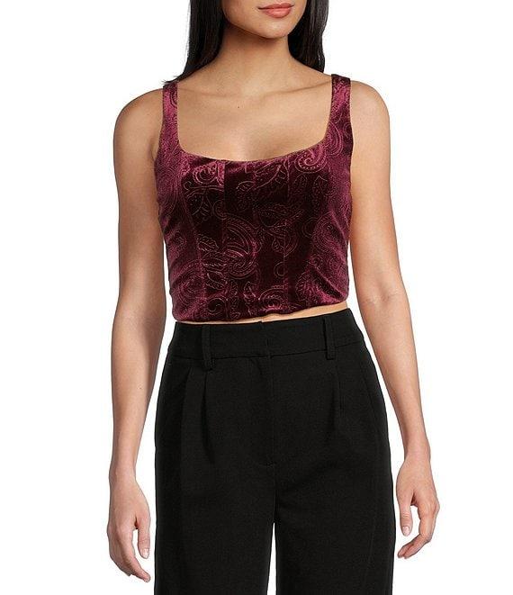 Honey & Sparkle Embossed Velvet Corset Smocked Back Top Product Image