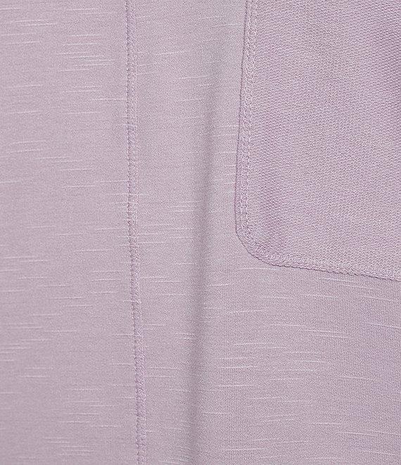 Nurture Petite French Terry Lace & Rib V-Neck Drop Shoulder Front Pocket Knit Pullover Product Image