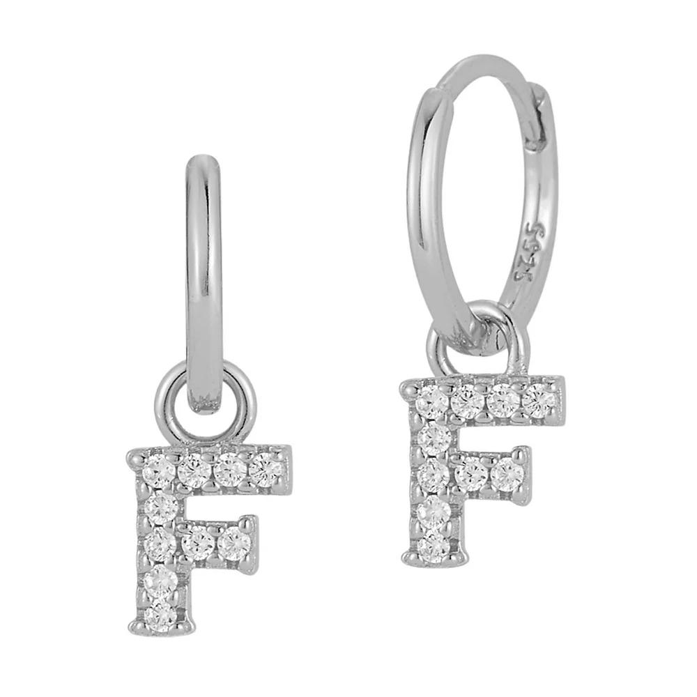 Sunkissed Sterling Cubic Zirconia Initial Drop Earrings, Women's, Silver Tone F Product Image