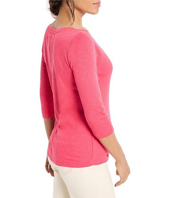 NIC + ZOE Knit Boat Neck 3/4 Sleeve Tee Product Image