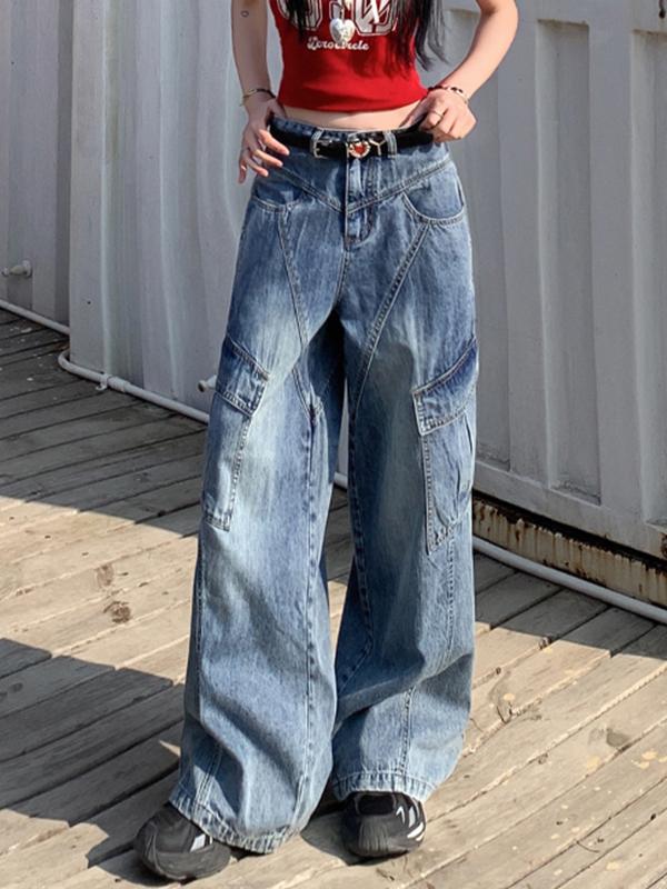 Slant Line Split Design Boyfriend Jeans Product Image