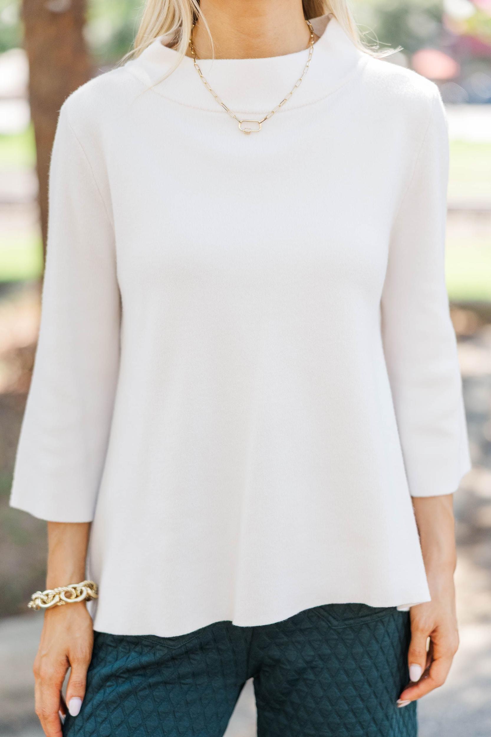 Just A Feeling Cream Mock Neck Sweater Female Product Image