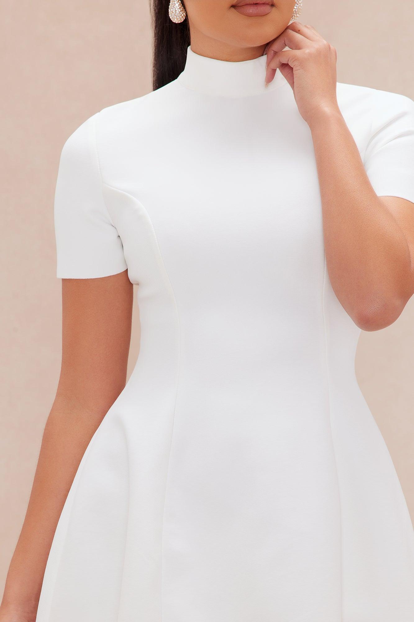 Blakely Bandage A Line Mini Dress - White Product Image