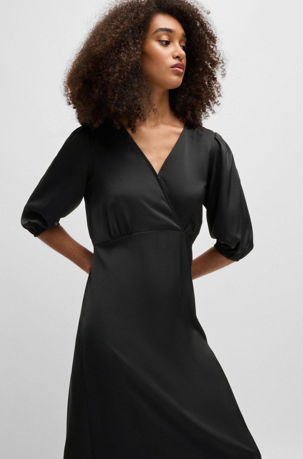 Wrap-front dress in hammered satin Product Image