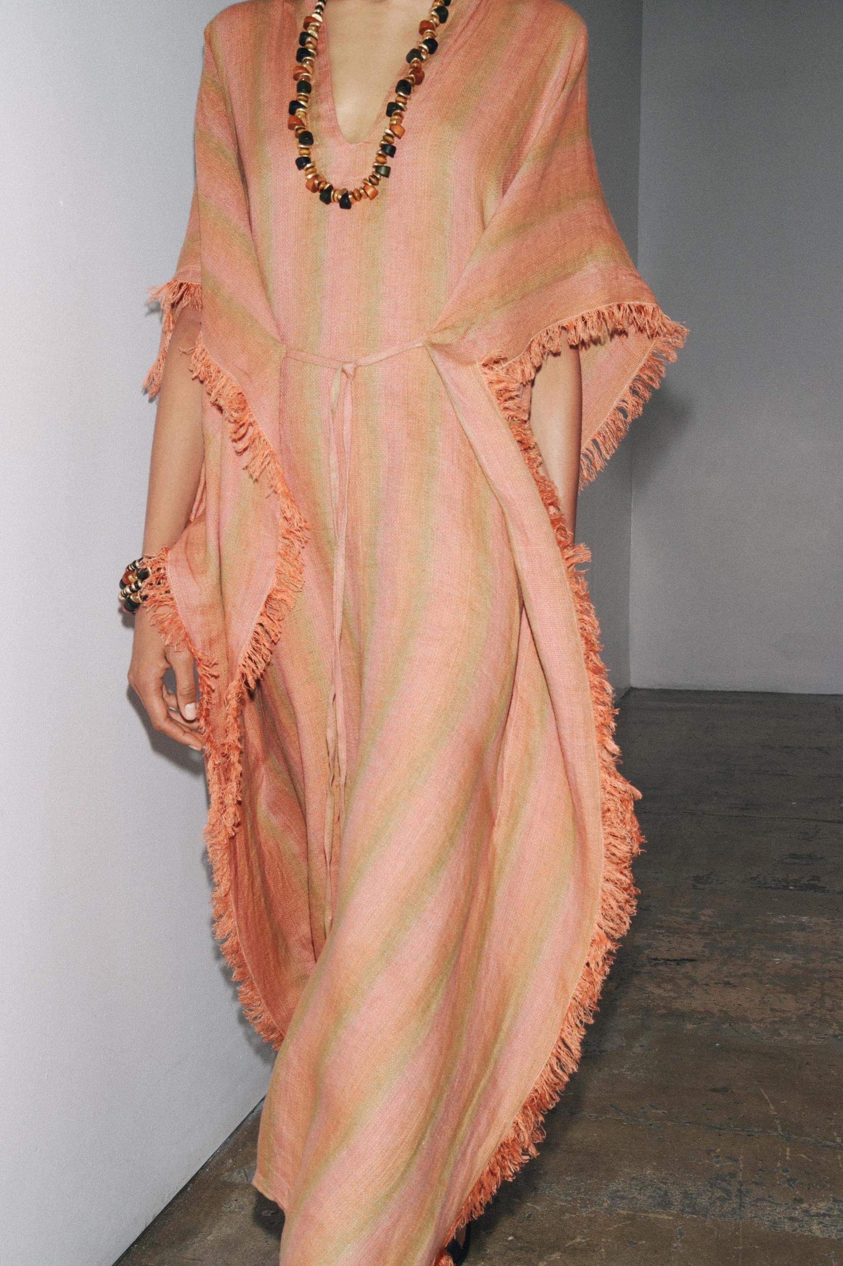 100% LINEN MULTI-POSITION KAFTAN DRESS ZW COLLECTION Product Image