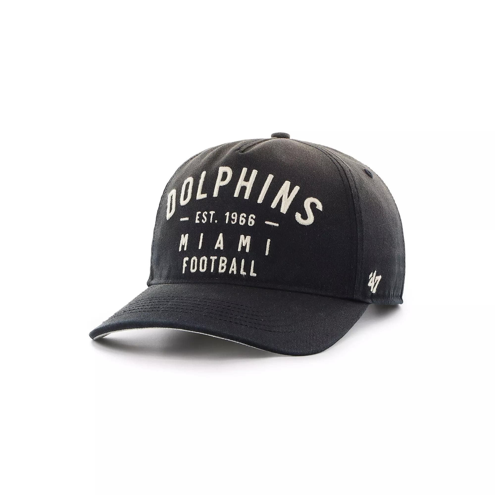 Men's '47 Black Miami Dolphins Dusted Laramie Unstructured Hitch Adjustable Hat Product Image