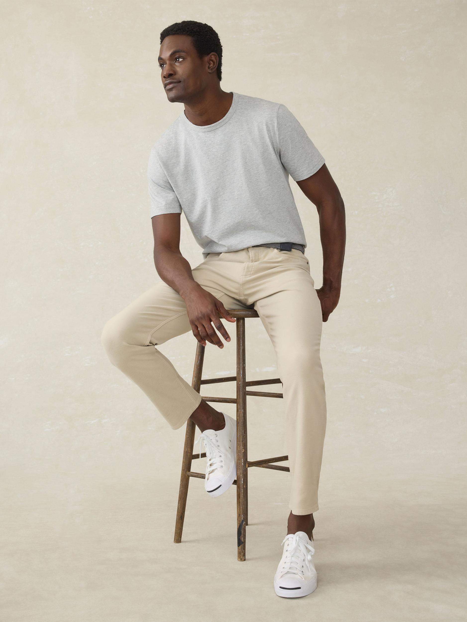 Stretch Terry 5-Pocket Athletic Fit Pant - Stone Male Product Image