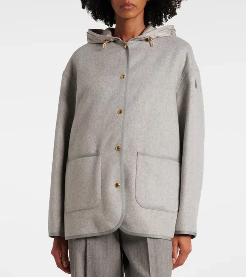 MONCLER Reposse Convertible Wool And Cashmere-blend Jacket In Gray Product Image