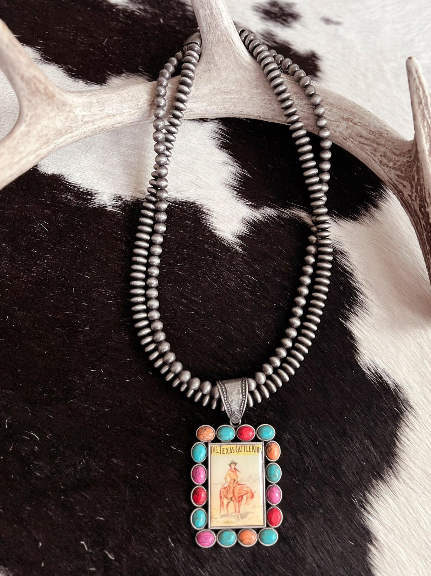 2 Strand Navajo Inspired Beaded Vintage Pendant Necklace Product Image