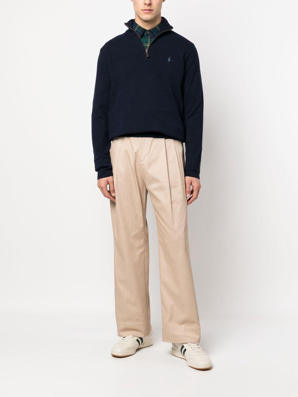 logo-embroidered half-zip sweater  Product Image