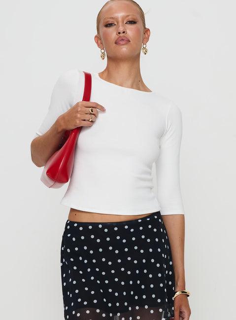 Elaia 3/4 Sleeve Top White Product Image