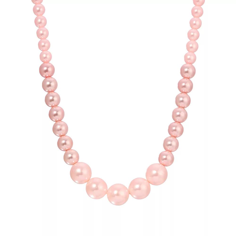 1928 Gold Tone Pink Simulated Pearl Strand Necklace, Women's Product Image