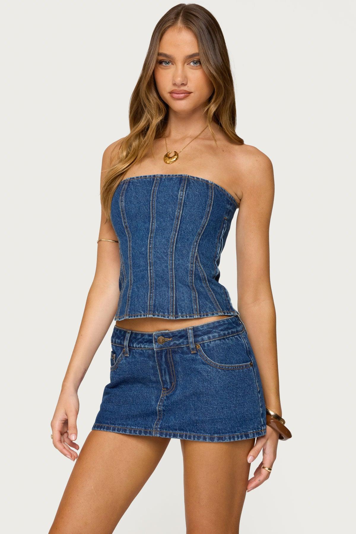 Camelia Strapless Denim Corset Product Image