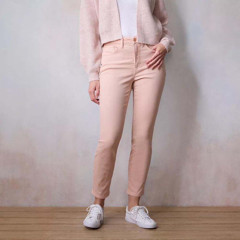 Women's LC Lauren Conrad High Rise 5 Pocket Skinny Jeans, Size: 16, Pink Rhinestone Product Image